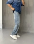 Mavi Eskitme Kemer Detay Baggy Jean