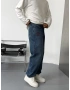 Mavi Premium İşlemeli Bol Kalıp Baggy Jean