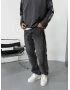 Şerit Detaylı Siyah Denim Pantolon