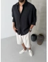 Siyah Modal Oversize Gömlek