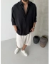 Siyah Modal Oversize Gömlek