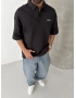 Siyah Basic Polo Yaka Oversize T-shirt