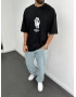 Siyah baskılı t-shirt