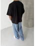 Siyah Boys Crop Fit Oversize T-shirt
