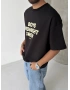 Siyah Boys Crop Fit Oversize T-shirt