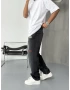 Siyah Cebi Nakışlı Baggy Jean