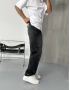 Siyah Cebi Nakışlı Baggy Jean