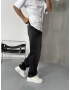 Siyah Cebi Nakışlı Baggy Jean