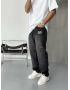 Siyah Cebi Nakışlı Baggy Jean