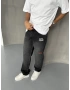 Siyah Cebi Nakışlı Baggy Jean