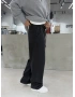 Siyah Eskitme İpli Baggy Jean