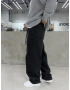 Siyah Eskitme İpli Baggy Jean