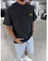 Siyah Heykel Baskı Oversize T-Shirt