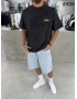 Siyah Heykel Baskı Oversize T-Shirt