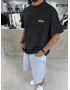 Siyah Heykel Baskı Oversize T-Shirt