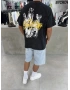 Siyah Heykel Baskı Oversize T-Shirt