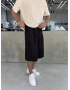 Siyah Keten Bol Kalıp Baggy Şort
