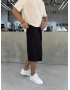 Siyah Keten Bol Kalıp Baggy Şort