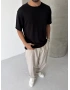 Siyah Keten Oversize T-shirt