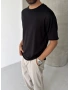 Siyah Keten Oversize T-shirt