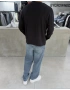Siyah Likralı Basic Sweat