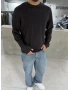 Siyah Likralı Basic Sweat