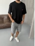Siyah Minimal Motor Baskılı Oversize T-Shirt