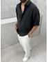 Siyah Modal Kısa Kollu Oversize Gömlek