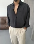 Siyah Modal Kumaş Oversize Gömlek