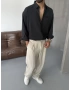 Siyah Modal Kumaş Oversize Gömlek