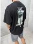 Siyah Old Money Baskılı Oversize T-shirt