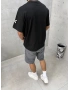 Siyah X Baskılı Oversize T-shirt