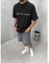Siyah X Baskılı Oversize T-shirt