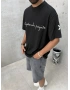 Siyah X Baskılı Oversize T-shirt