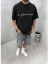 Siyah X Baskılı Oversize T-shirt