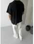 Siyah Yourself Baskılı Oversize T-shirt