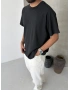 Siyah Yourself Baskılı Oversize T-shirt