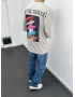 Taş Rengi Oversize Baskılı T-Shirt