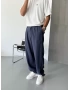 Lacivert Tensel Baggy Pantolon