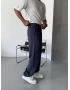 Lacivert Tensel Baggy Pantolon