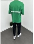 Yeşil Baskılı Oversize T-Shirt