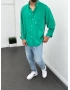 Yeşil Bol Kalıp Müslin Kumaş Gömlek