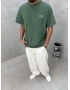 Yeşil Yıkamalı Wait Baskılı Oversize T-Shirt