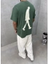 Yeşil Yıkamalı Wait Baskılı Oversize T-Shirt