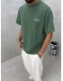 Yeşil Yıkamalı Wait Baskılı Oversize T-Shirt