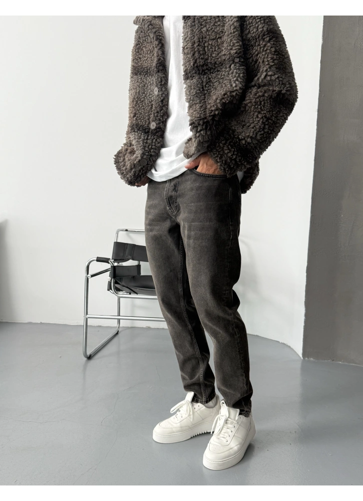 Kahve Eskitme Denim Boyfriend