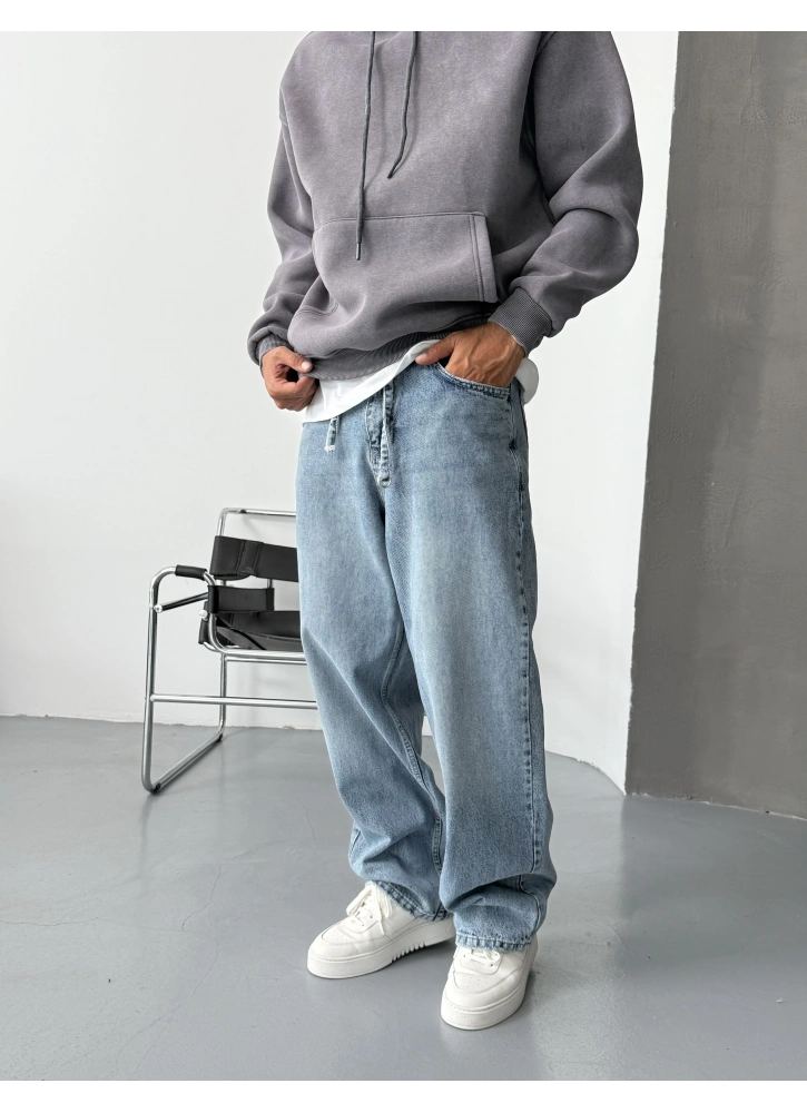 Buz Mavi Ekstra Bol Denim Baggy