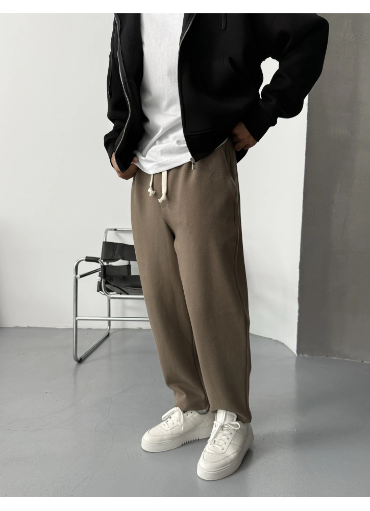 Kahve Gabardin Kumaş Bol Kalıp Boyfriend