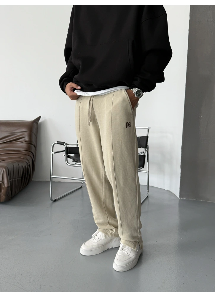 Krem Yıkamalı Bol Kalıp Eşofman