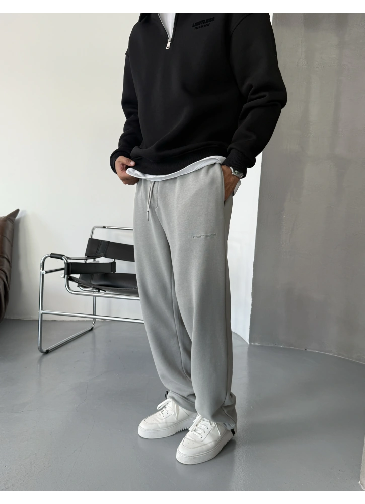 Gri Paçası Ayarlanabilir Baggy Eşofman